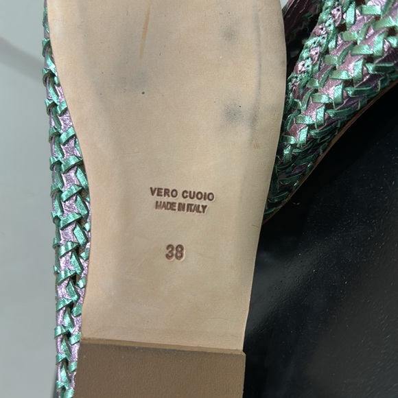 CARDINALE Italy Leather Lorraine Metallic Finish Woven Ballet Flats sz EUR 38 - Picture 8 of 9